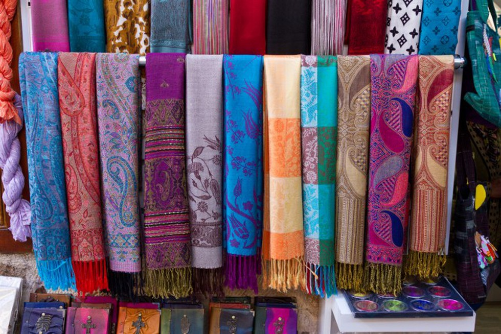 Shawls of Kashmir golden wheels