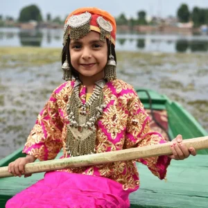 Dress in Kashmir golden wheels